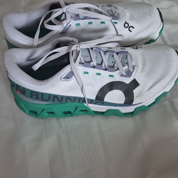 On Running Women's Cloudmonster Hyper Sneakers - White and Green - Picture 11 of 16